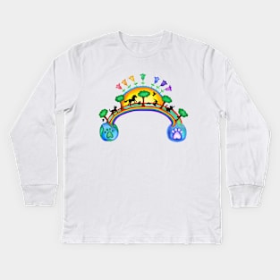 Pet Rainbow Bridge Journey Kids Long Sleeve T-Shirt